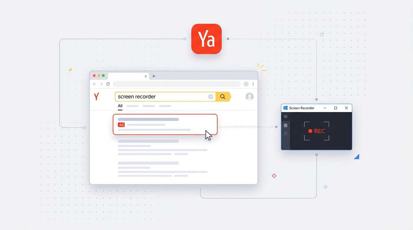 Screen recorder advertised through Yandex Direct in Yandex search